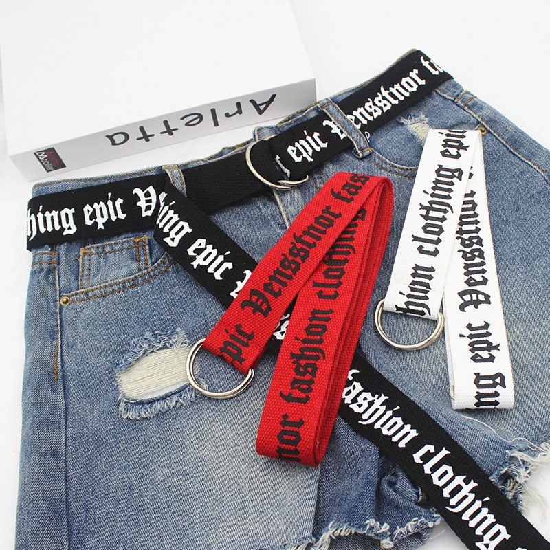 Off White Belt - Unisex Canvas Belt Women D Buckle