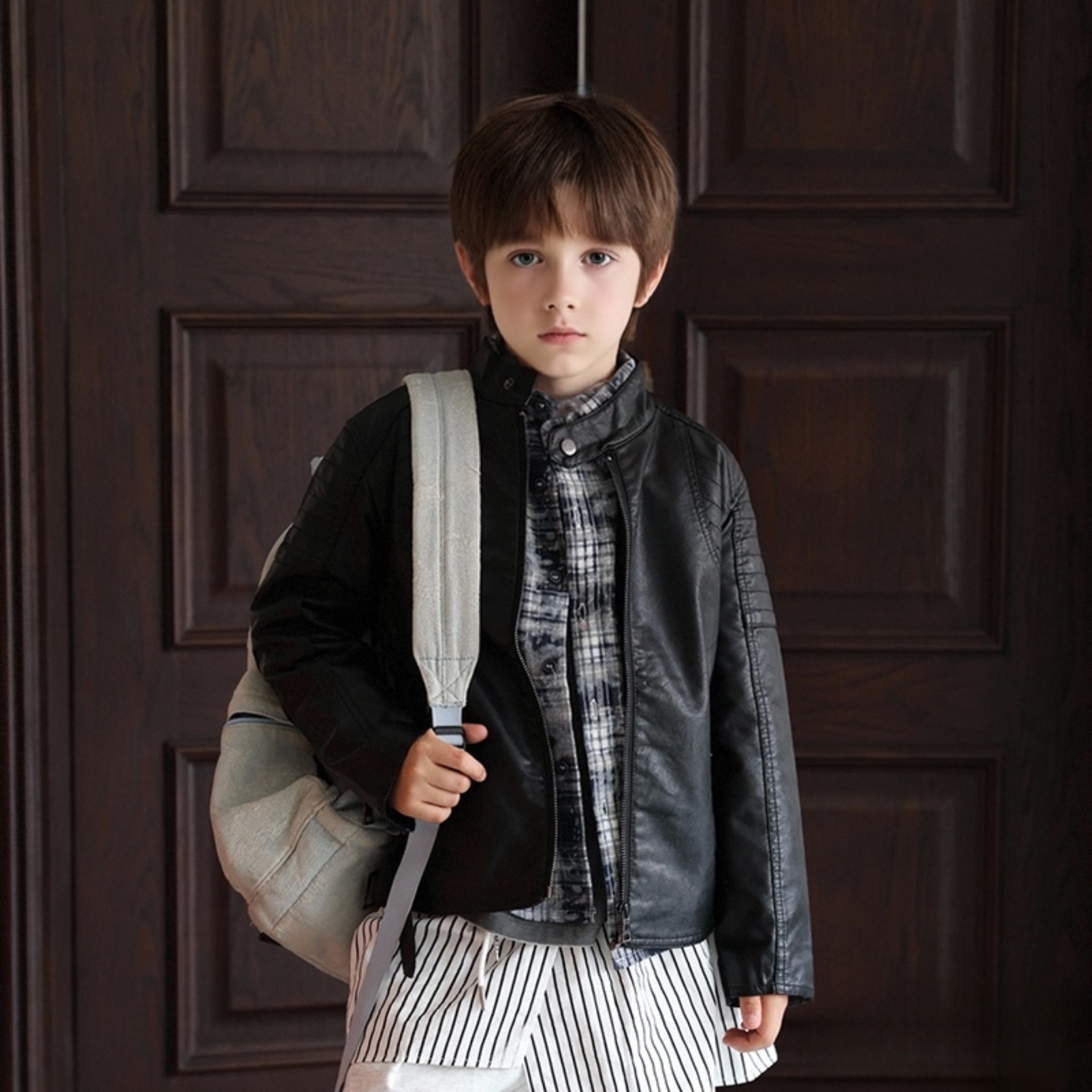 Streetwear Brand Photography - Boys Motorcycle Pu Leather Waterproof Windproof