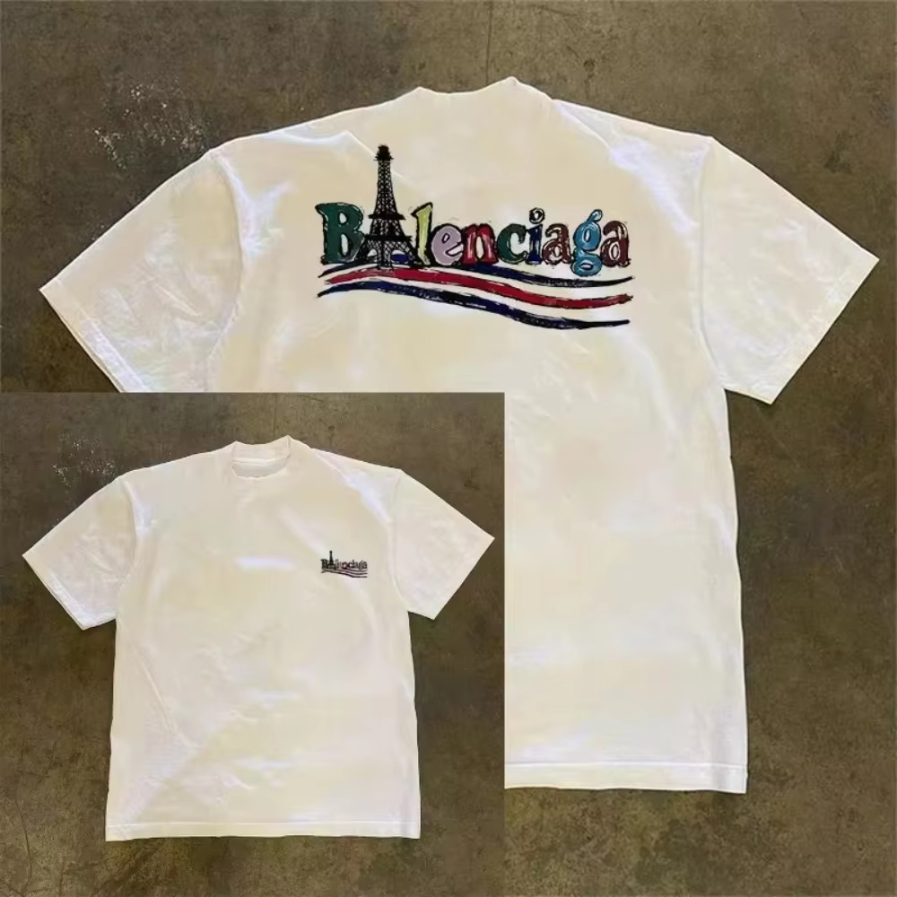 Streetwear Brand In Paris - White Paris Tower Dopamine Rainbow Word