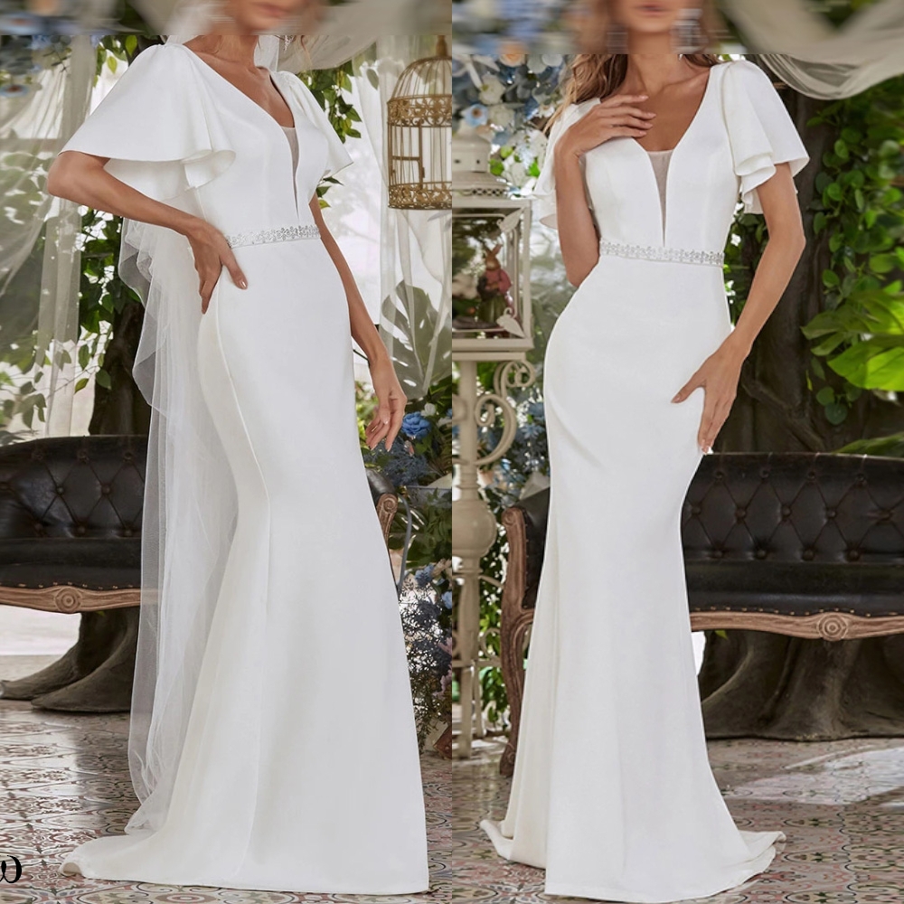 Off White Belt - Customized White Chiffon Formal Wedding Dress