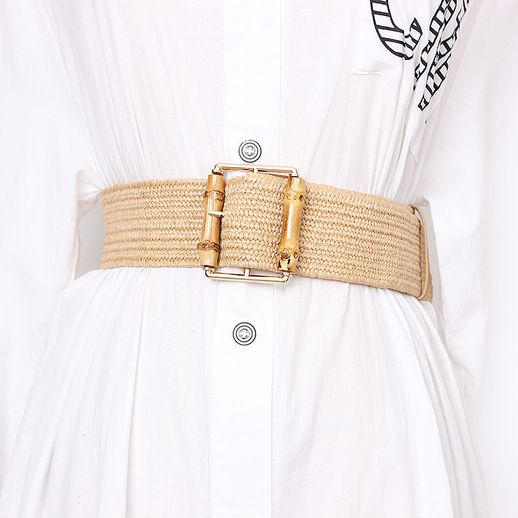 New Elastic Weaving Women's Be - Off White Belt avaliação e preço