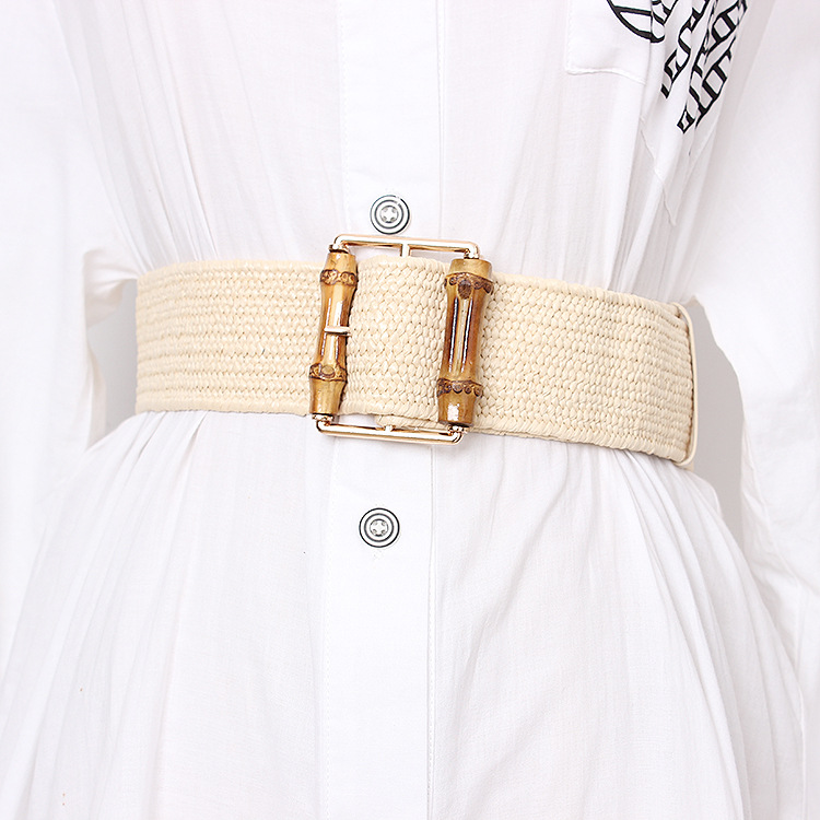 New Elastic Weaving Women's Be - Off White Belt avaliação e preço