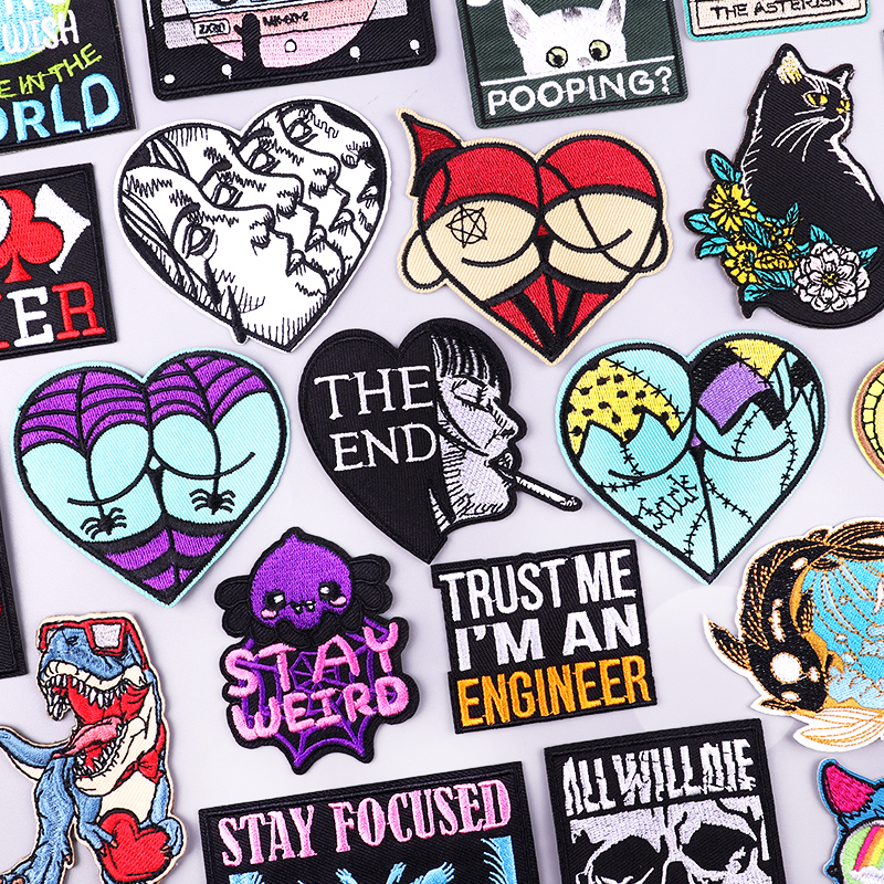 Personality Punk/Letter Embroi - Streetwear Brand Stickers avaliação e preço
