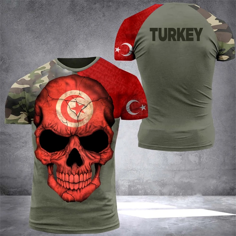 Turkish Flag Camouflage 3d Pri - Streetwear Brand T Shirt avaliação e preço