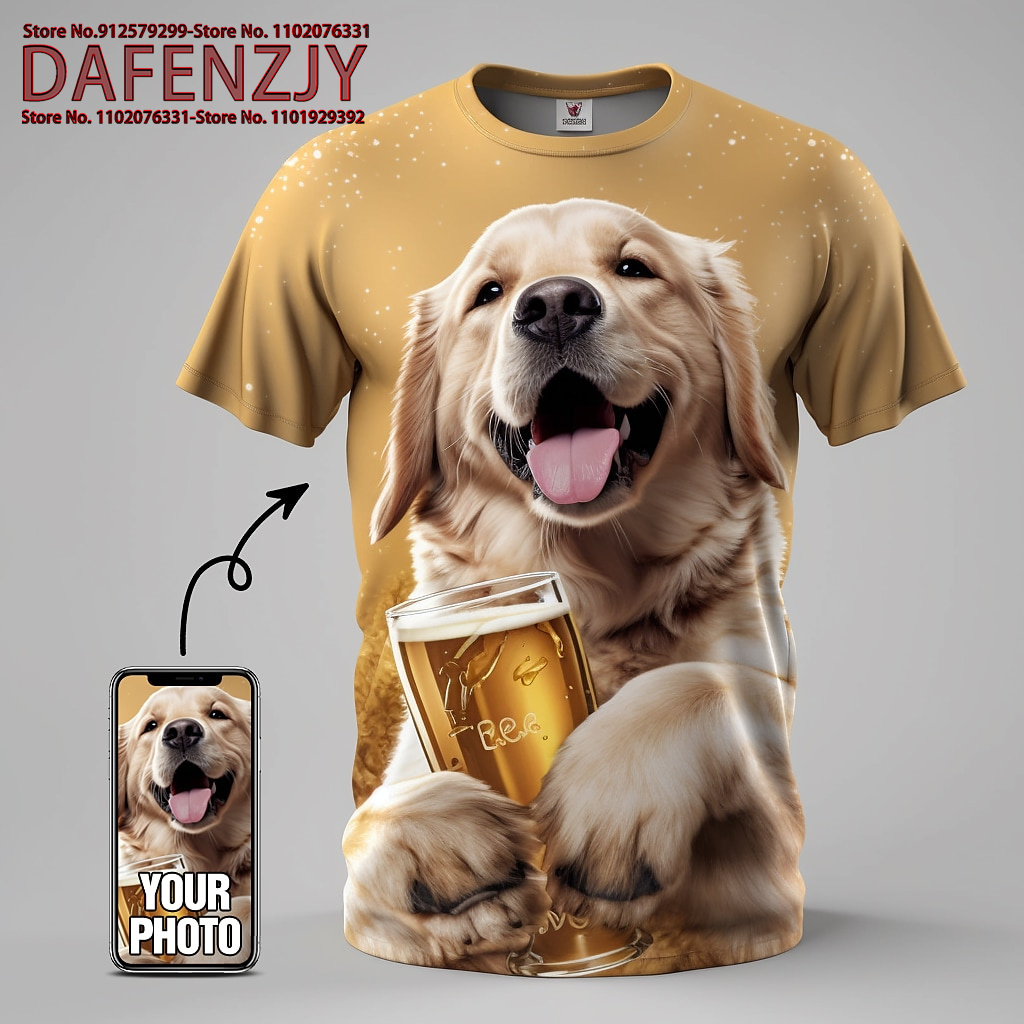 Custom Funny Pet Photo 3D All  - Streetwear Brand T Shirt avaliação e preço