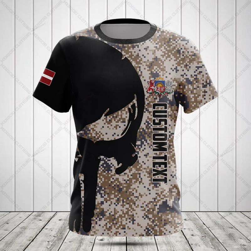 Custom Name Latvia Camouflage  - Streetwear Brand T Shirt avaliação e preço