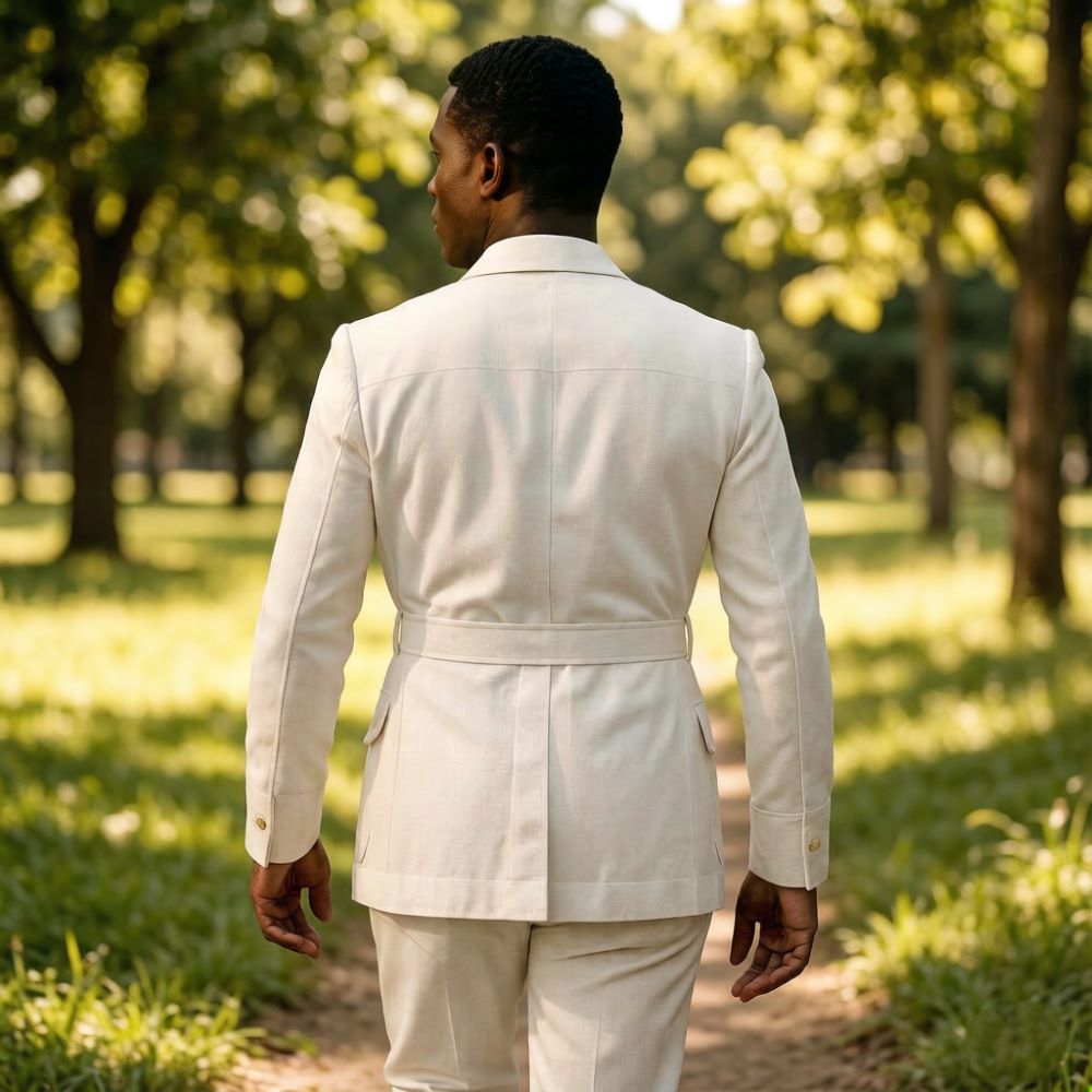 Mens Off White Linen Safari Su - Off White Belt avaliação e preço