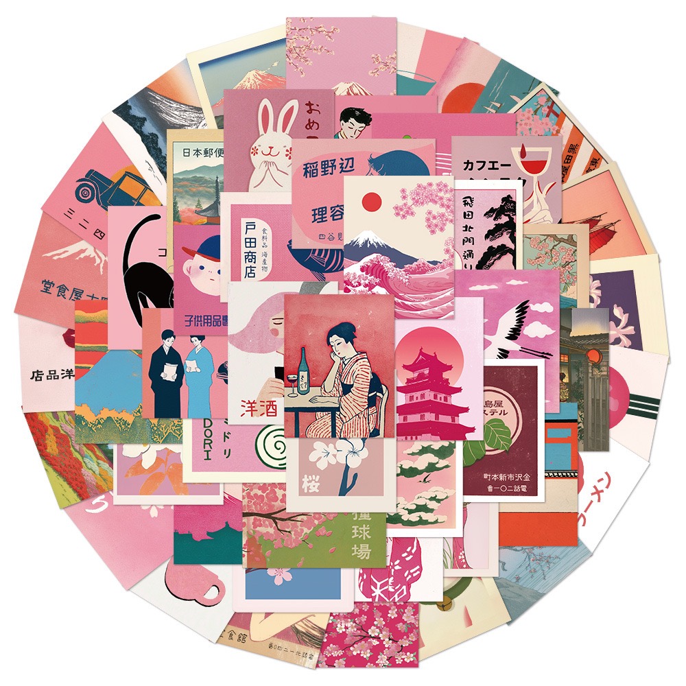 10/50pcs Vintage Pink Japanese - Streetwear Brand Stickers avaliação e preço