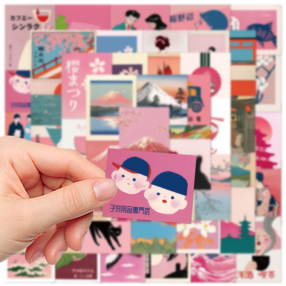 10/50pcs Vintage Pink Japanese - Streetwear Brand Stickers avaliação e preço