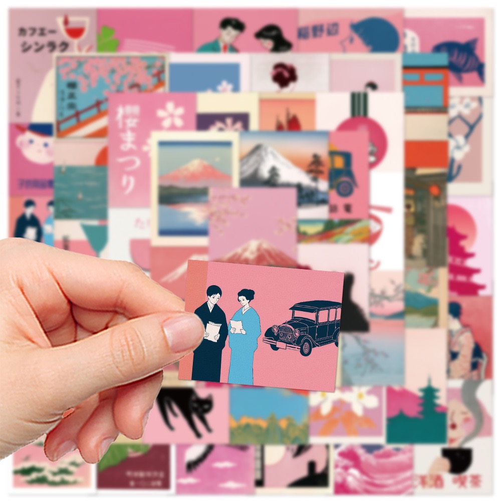 10/50pcs Vintage Pink Japanese - Streetwear Brand Stickers avaliação e preço